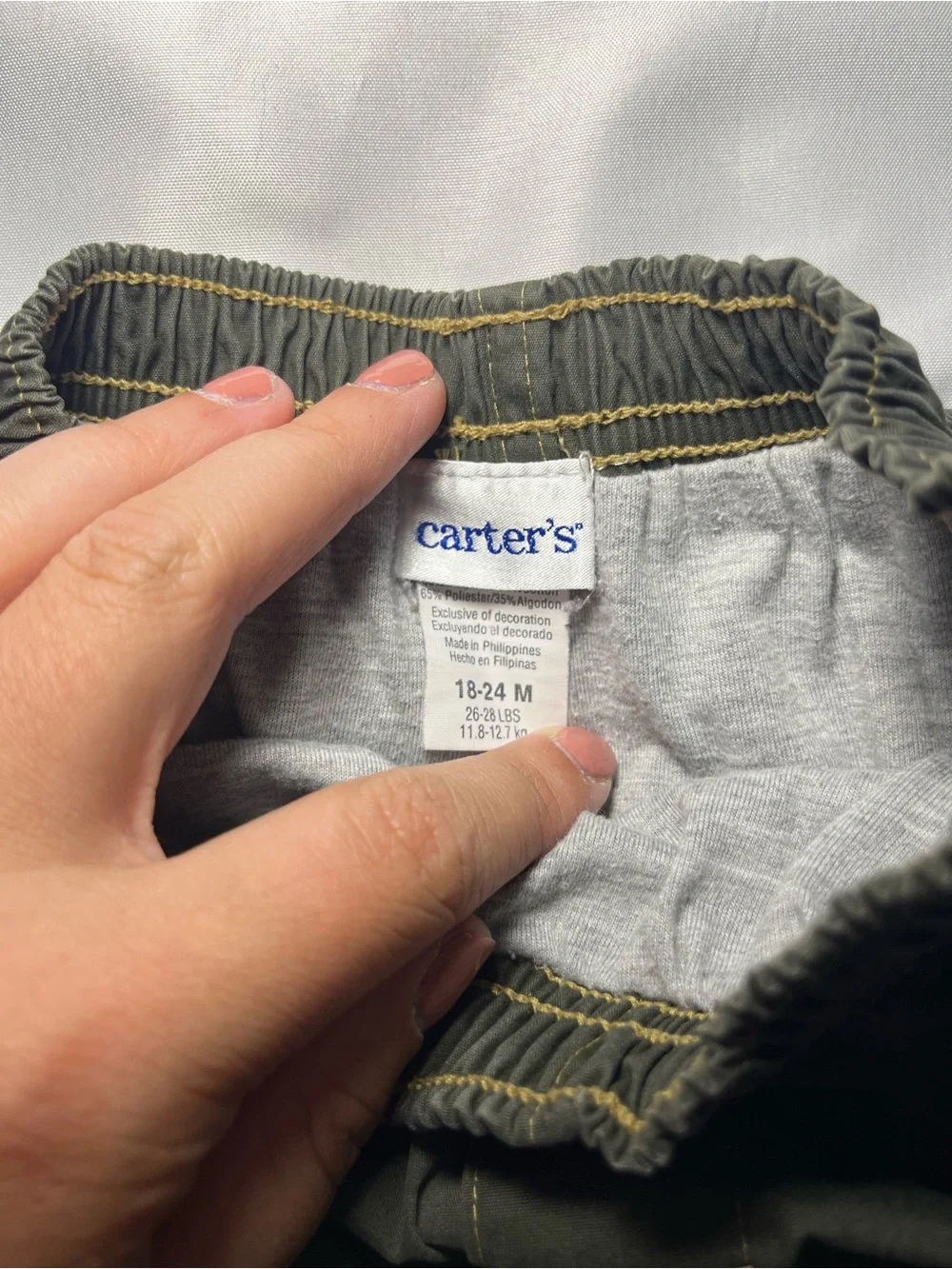 Carter’s Y2K Toddler Boy 18-24M Lined Track Pants Green Pull-On Elastic Waist